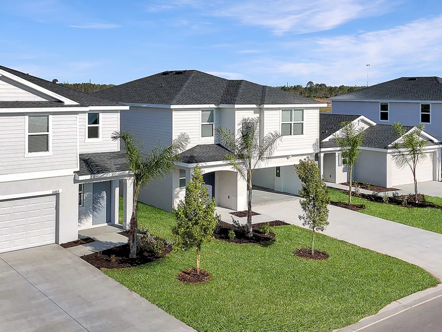 Streetscape of new Lennar homes at Willow in Punta Gorda, Florida